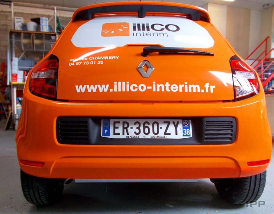 Covering véhicule Illico Intérim vue détaillée de l'arrière
